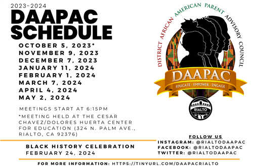 DAAPAC Meeting Schedule 2023-2024